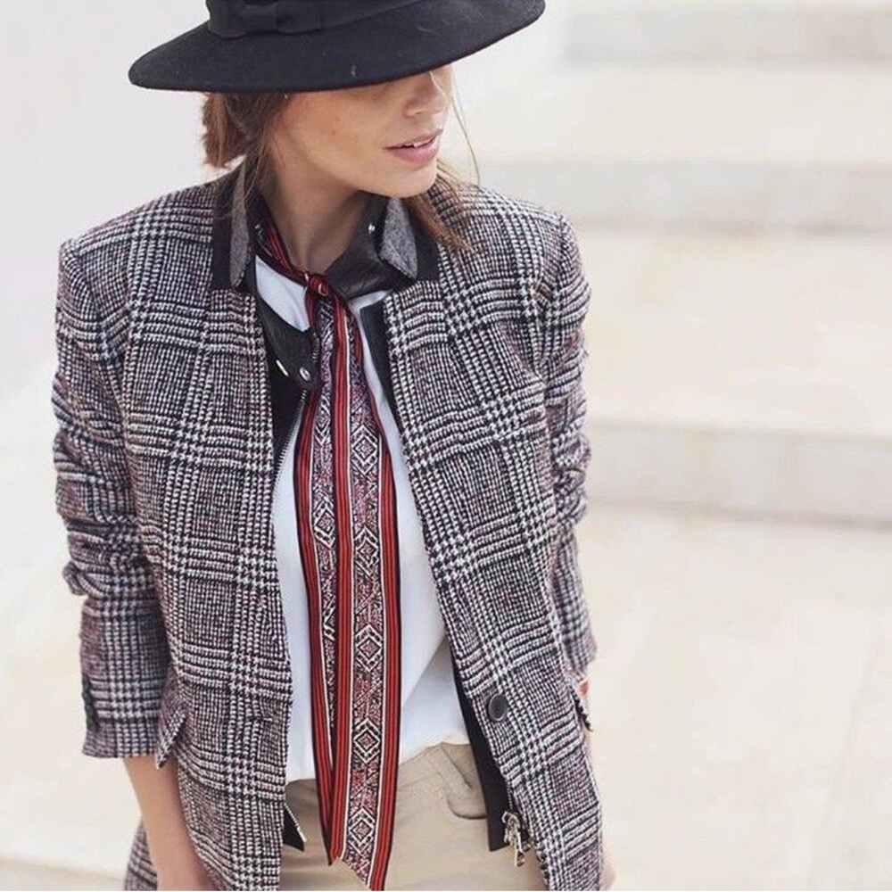 Veronica Beard Cutaway Upcollar Plaid Dickey Jacket Blazer NWOT